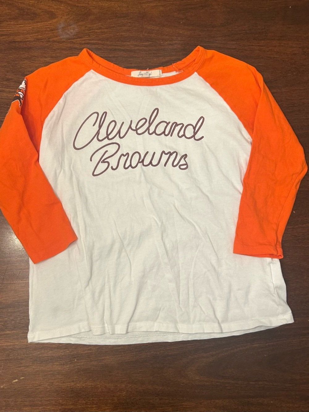 Junk Food Clothing Cleveland Browns Raglan Long Sleeve Tee - Orange & White